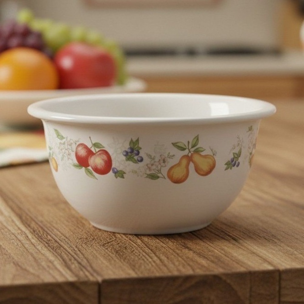 Corelle Coordinates Chutney Mixing Bowl, 2 Quart Stoneware Vintage Fruit Pattern